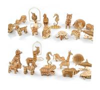 CVUTOVO Wooden Kangaroo Puzzle for Boys Smooth Polished Craft Model Educational Hand-eye Coordination Building Activity Creative Handmade Jigsaw Gift for Birthday and Festival