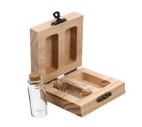 CVUTOVO Wooden Keepsake Box for Fetal Hair and Blessing Text Messages with 2 Bottles and Buckle Style Closure, Smooth Glass Surface for Safe Home Decoration and Baby Memory Preservation Assorted style