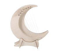 CVUTOVO Wooden Lyre Harp Portable Moon Shaped Handheld Musical Instrument Beginner Learning Harp Small for Diy and Music Practice