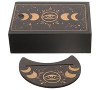 CVUTOVO Wooden Tarot Card Box with Lid and Holder Stand Compact Storage Case for Standard Decks Practical Wear-resistant Keepsake for Board Games and Fortune Telling Cards