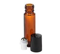 CVZJ 1Pc 10ml Amber Glass Roll-On Bottles Sample Test Essential Oil Vials Empty Stainless Steel Roller Ball