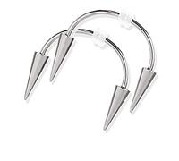 CVZJ 2x Lips Hoop Rings Surgical-Steel Spiked Studs for Vampire Teeth 16g Body Piercing Jewelry for