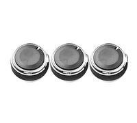 CVZJ 3pcs Set Aluminum Air Conditioning Knob Heater Climate Control Buttons, Rotary, Push Button, Manual, Black