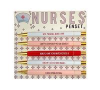 CVZJ 5Pcs Nurses Pen with Mood Word Multifunctional Portable Funny Nurses Ballpoint Pen Set Nurses Writing Pen Daily Use Plastic