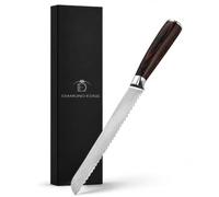 CW Diamond Edge Bread Knife - Professional Serrated Kitchen Knife with Ultra Sharp Stainless Steel Blade, Ergonomic Pakkawood Handle, Gift Box & Protective Sheath - Ideal for Bread, Cakes & Pastries
