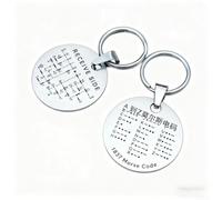 CW Training Coin for Morse Code Practice - Metal Telegraph Tool for Amateur Radio Operators - Compact Keychain Device for Continuous Wave Skill Development(Double-circle silver)