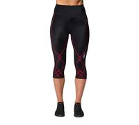 CW-X Women's Stabilyx 3.0 Joint Support 3/4 Capri Compression Tight Pants, Black/Lava, X-Large