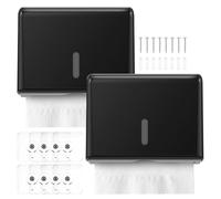 CWAGRQ 2PCS Paper Towel Dispenser, Lockable Commercial Hand Towel Dispenser with 200 Capacity,Fits H2 Z/C-Fold 25 * 8 CM Paper, Wall-mounted ABS Towel Holder for Washroom,Hotel & Laundry,Black