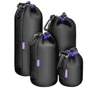 Cwatcun 4 Pack Lens Pouch Set, Camera Lens Case Bag with Thick Protective Neoprene, for Canon Nikon Sony Pentax Olympus Panasonic Fuji Sigma DSLR SLR Camera Lens (Size Small, Medium, Large, X Large)