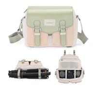 Cwatcun Camera Messenger Bag, Waterproof Flap Camera Crossbody Shoulder Case with Tripod Holder, Travel Photography Bag for Canon, Nikon, Sony, Fuji DSLR/SLR/Mirrorless Camera, Lens （Light Green）, M