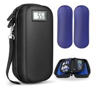 CWAWF 24h Insulin Cooler Travel Case TSA Approved Medication Cooler with Thermometer Temperature Display & 2 Reusable Ice Packs, Portable Diabetes Refrigerated Medicine Travel Bag for Daily Life Trip