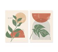 CWBLYZ 2 Pieces-Abstract Geometry Bohemia Sun Leaves Botanical Posters Canvas Paintings Wall Art Prints Picture Living Room Kitchen Office Home Decor-60 * 70cm (Unframed)