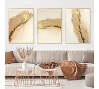 CWBLYZ Art Decor,Abstract Gold Beige Marble Wall Art Canvas Painting Modern Luxury Lines Poster Print Nordic Wall Pictures Bedroom Living Room Home Decor-50 * 60cm-3PCS (No Frame)