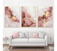 CWBLYZ Art Decor,Gold Pink Marble Abstract Wall Art Canvas Painting Poster Luxury Golden Print Pictures Modern Living Kitchen Room Home Decor-60 * 70cm-3PCS (No Frame)