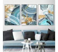 CWBLYZ Art Decor,Nordic Abstract Blue Gold Line Canvas Painting Posters and Prints Modern Wall Art Pictures for Living Room Kitchen Office Home Decor-50 * 60cm-3PCS (No Frame)