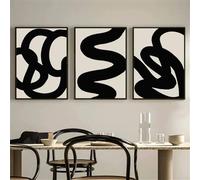 CWBLYZ Art Picture,Abstract Modern Poster Art Prints Beige Black Line Minimalist Wall Art Canvas Painting Boho Wall Pictures Living Room Home Decoration-30 * 40cm*3/(12 * 16inch*3) Unframed