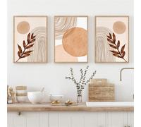 CWBLYZ Art Prints,Vintage Leaf Abstract Pattern Beige Boho Posters Wall Art Pictures Nordic Bedroom Living Room Kitchen Decor Prints Canvas Painting-(50 * 60cm)*3PCS