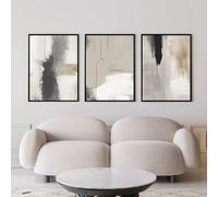 CWBLYZ Bedroom Wall Art,Abstract Beige Grey Calligraphy Poster Canvas Painting Posters and prints Wall Art Print Pictures Living Room Office Interior Home Decoration-50 * 75cm-3Pcs (No Frame)