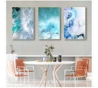 CWBLYZ Canvas Prints,Wall Pictures Modern Abstract Canvas Blue Marble Wave Wall Art Painting Nordic Pictures and Prints for Living Office Room Home Decoration-40 * 60cm-3Pcs (No Frame)