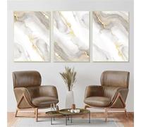 CWBLYZ Canvas Wall art,Gold Grey Marble Abstract Wall Art Canvas Poster Modern Print Painting Nordic Wall Pictures Living Room Kitchen Interior Decor-50 * 60cm*3/(20 * 27inch*3) Unframed