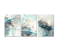 CWBLYZ Canvas Wall Art-Set of 3-Abstract Wind Ink Blue Wall Art Canvas Painting Modern Posters and Prints Pictures for Living Kitchen Office Home Room Decoration-40 * 60cm (Unframed)