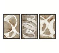 Canvas Wall Art White Brown Pastel Paint Strokes Shapes Abstract Illustrations Modern Art Nordic Chic for Living Room Office Bedroom Decor-40 * 60cm*3 (No Frame)