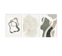 CWBLYZ Pictures,Boho Ginkgo Leaf Pastel Green Grey Brown Beige Line Abstract Wall Art Canvas Painting Pictures Living Room Kitchen Home Decoration-50 * 60cm*3PCS (No Frame)