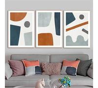 CWBLYZ Pictures,Modern Geometric Shapes Abstract Art Prints Posters and Prints Blue Orange Art Canvas Painting Wall Pictures for Living Office Room Decor-60 * 75cm-3Pcs (No Frame)
