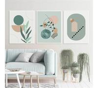 CWBLYZ Pictures,Modern Nordic Minimalist Geometric lines abstract leaf art canvas painting poster picture wall living room Kitchen Office home decoration-60 * 80cm-3Pcs (No Frame)