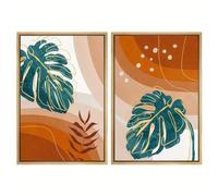 CWBLYZ Set of 2-Canvas Print Wall Art Mid-Century Geometric Jungle Palm Leaf Abstract llustrations Modern Art Bohemian for Living Room Bedroom Decor Artwork-50 * 60cm (Unframed)
