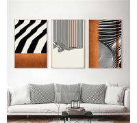 CWBLYZ Set of 3-Minimalist Black White Gray Lines Wall Art Canvas Orange Geometric Poster Prints Painting Nordic Living Bedroom Office Room Decoration Pictures-50 * 70cm (Unframed Print)