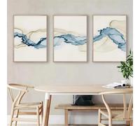 CWBLYZ Wall Art,Modern Abstract Beige Blue Posters Wall Art Canvas Painting Print Pictures for Living Kitchen Office Bedroom Home Room Decoration-40 * 50cm-3PCS (No Frame)