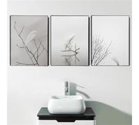 CWBLYZ Wall Posters,Abstract Bedroom Decoration Bed Room Decor White Feathers Falling on the Branches Posters for Wall Stickers Decoration Home Decorations-60 * 70cm*3/(24 * 27inch*3) Unframed