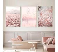 CWBLYZ Wall prints,Abstract Flower Wall Pictures Reed Canvas Painting Pink Art Poster Nordic Wall Posters Natural Scenery Art Prints Kitchen Living Room Decor-40 * 60cm-3PCS (No Frame)