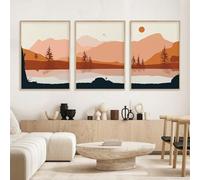 CWBLYZ Wall prints,Boho Abstract Mountain Burnt Orange Sun Posters Wall Art Canvas Painting Print Pictures Modern Living Room Office Interior Home Decor-40 * 60cm-3PCS (No Frame)
