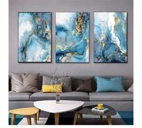 CWBLYZ Wall prints,Gold Foil Blue Marble Texture Luxury Poster Prints Pictures Teal Watercolor Wall Art Canvas Painting for Modern Office Home Decor-50 * 70cm-3PCS (No Frame)