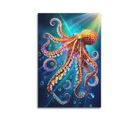 CWBUFD Marine Animal Poster Octopus Under The Sea Decorative Canvas Family Bedroom Artwork Picture Painting 12x18inch(30x45cm)