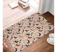 CWCMZDH Dachshund floral dog Front Floor Door Entrance Mat Indoor Sausage Wiener Badger Doxie Kitchen Doormat Bedroom Carpet Rug