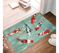 CWCMZDH Le Ballet Des Carpes Koi Fish Front Floor Door Entrance Mat Indoor Japanese Animal Kitchen Bathroom Doormat Garden Carpet Rug