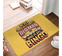CWCMZDH Never Underestimate An Old Man Who Play Bingo Doormat Mat Anti-Slip Bathroom Kitchen Garage Rug Carpet