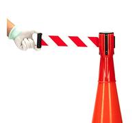 CWCQGH 16.4ft Traffic Cone Tape, Retractable Emergency Warning Barrier, Red Nylon Safety Tape for Supermarkets, Banks, and Public Areas