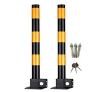 CWCQGH 2pcs Foldable Steel Automatic Lock Safety Bollard Parking Barrier, for Parking Barrier, and Reach Barrier Garage Solutions,Yellow Black-60cm/23.6