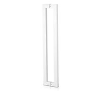 CWCQGH 4/5 Ft Square Metal Push Pull Bar Handles for Kitchen Closet Barns,Modern Shower Glass Door Handle, Double-Sided Mounted,White-43.8cm/17.2in