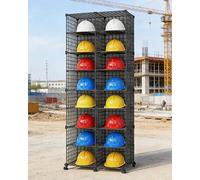 CWCQGH Adjustable Hard Hat Storage Rack with Wheels - Stackable Safety Helmet Display Shelf for Retail Store, Movable Design for Efficient Organization and Easy Access,Black-75x37x192cm