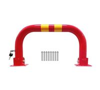 CWCQGH Auto-Lock Safety Bollard Post Steel Foldable Down Parking Barrier, Night Reflective Design, Traffic Bollards for Driveway, Warehouse,Yellow Red-31.5x13in