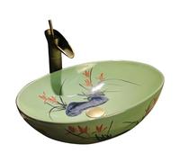CWCQGH Bathroom Countertop Vessel Sink Bathroom Sink Retro Art Above Counter Basin Ceramic Wash Basin Chinese Style Basin Antique Wash Basin Bathroom Sinks