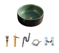 CWCQGH Bathroom Countertop Vessel Sink Small Apartment Ceramic Household Balcony Basin Basin Single Basin Retro Above Counter Basin Simple Bathroom Wash Basi (B)