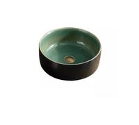 CWCQGH Bathroom Countertop Vessel Sink Small Apartment Ceramic Household Balcony Basin Basin Single Basin Retro Above Counter Basin Simple Bathroom Wash Basi (A)