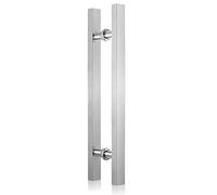 CWCQGH Brushed Stainless Steel Classic Square Gate Handles,24/40 in Push Pull Door Handle, for Kitchen Shower Porch Entry, Back to Back Mounted,Silver-150cm/59.1in
