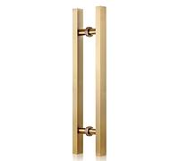 CWCQGH Brushed Stainless Steel Classic Square Gate Handles,24/40 in Push Pull Door Handle, for Kitchen Shower Porch Entry, Back to Back Mounted,Gold-50cm/19.7in